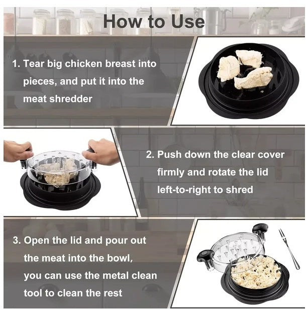 Large Chicken Shredder Tool Twist Meat Shredding Grinder Handles Non-Slip No BPA